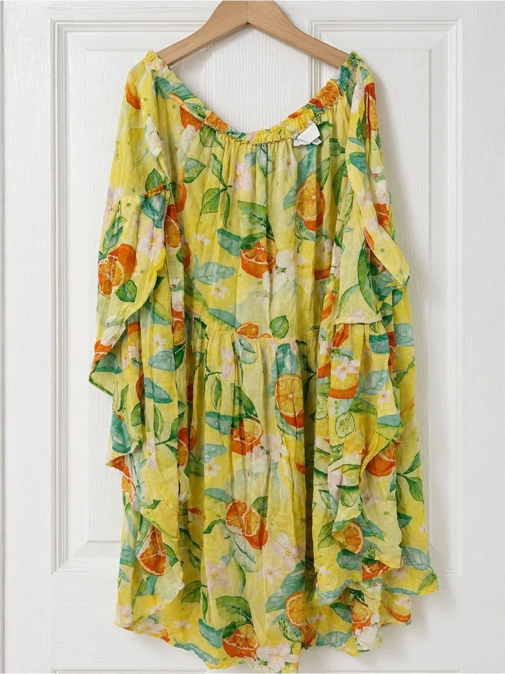 C&C California Lemon Print Wrap Skirt True Tie & Button Closure Size XS